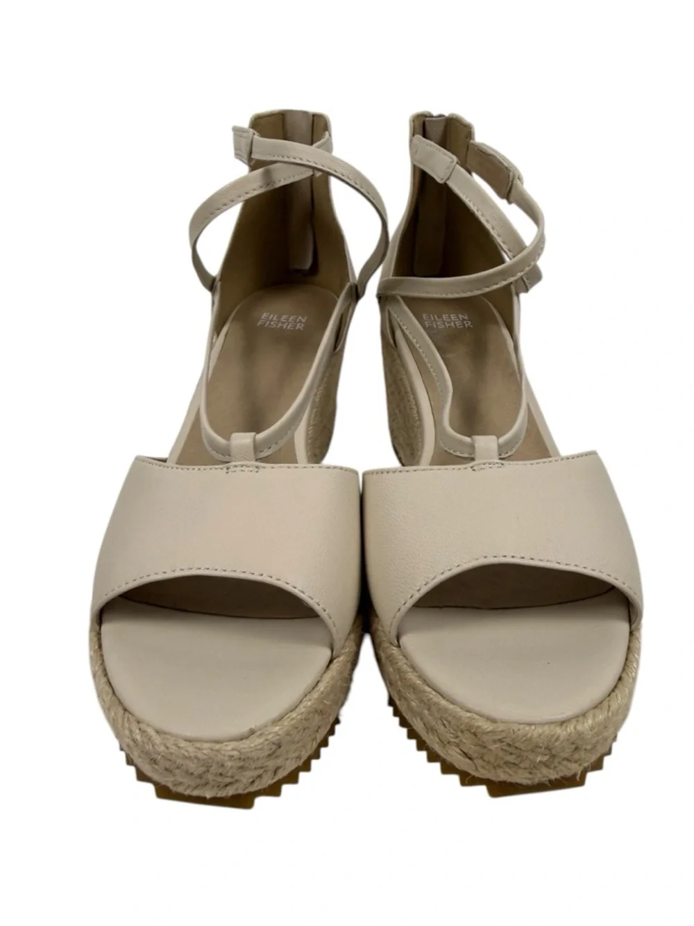 NEW Eileen Fisher Wesson Tumbled Nubuck Wedge Espadrille Sandals Sz 9.5